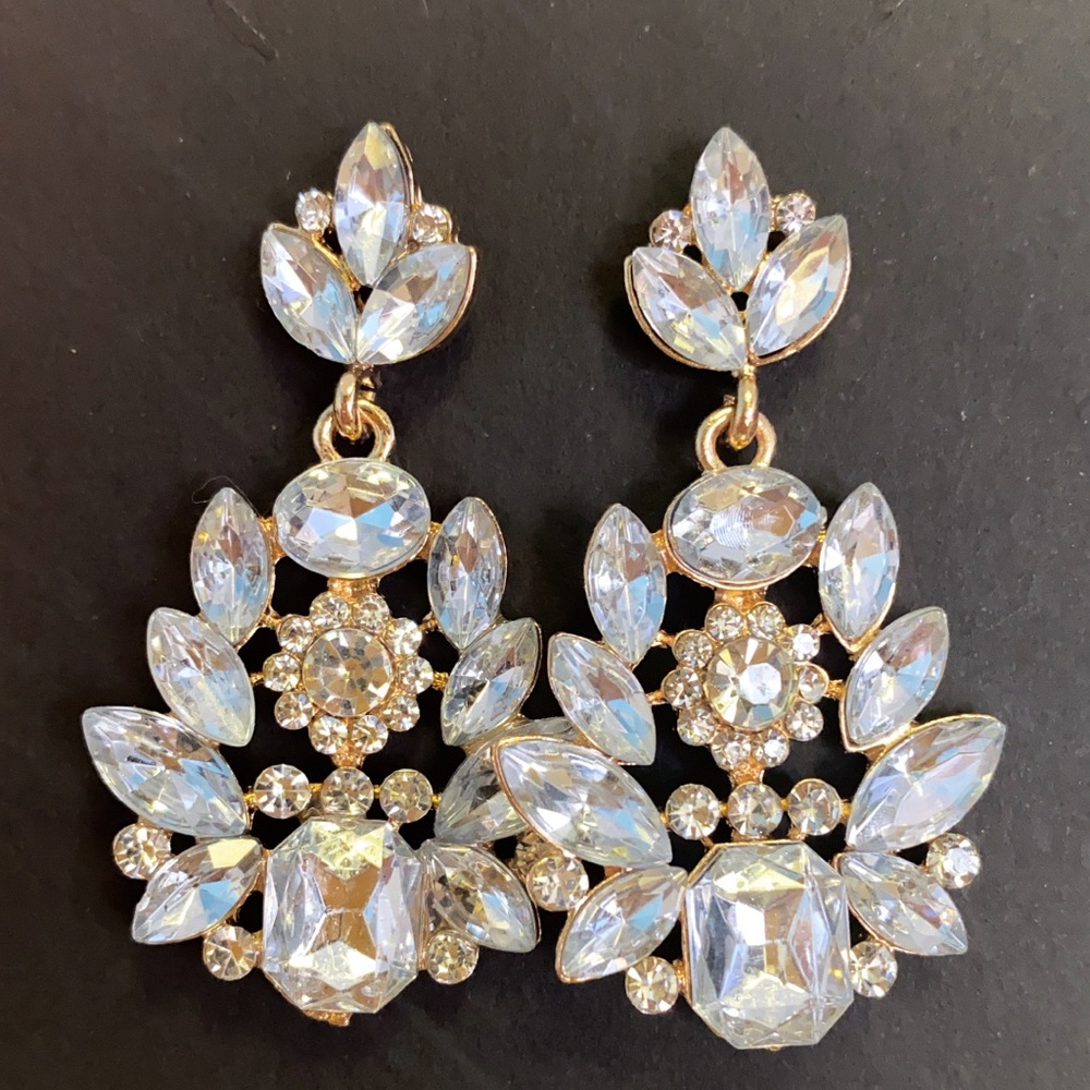 Clear Crystal Bridal Statement Earrings